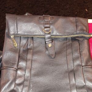 Black Leather Men's Backpack